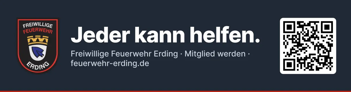 Schmales Kampagnenbanner mit Vereinswappen, Schriftzug „Jeder kann helfen.“ und QR-Code